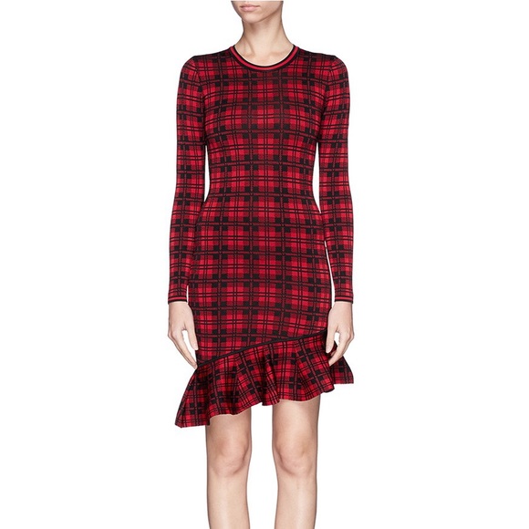 Torn by Ronny Kobo Dresses & Skirts - TORN BY RONNY KOBO ABIR ASYMMETRIC HEM CHECK DRESS